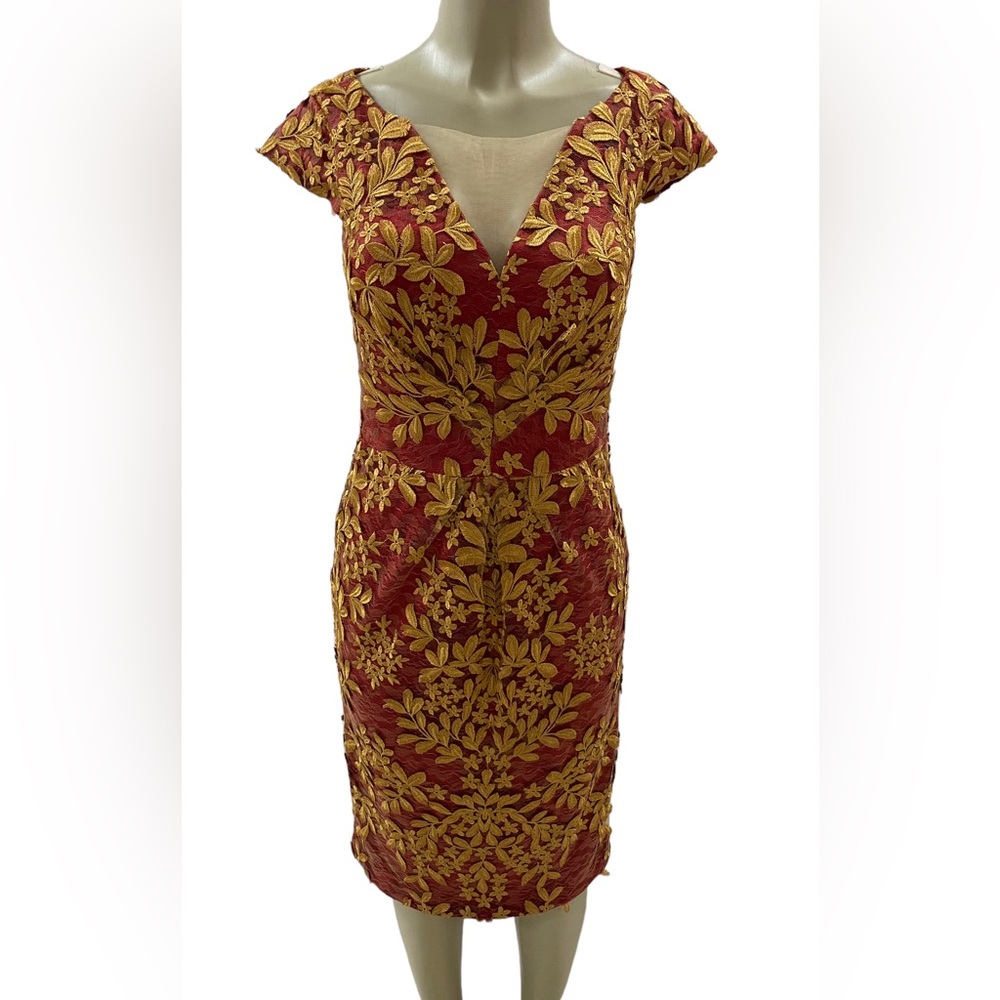 JS Collection red and gold dress. Size 8